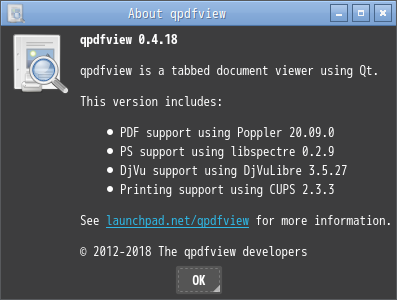 「Manjaro 20.2 Openbox」-「qpdfview」「バージョン情報」