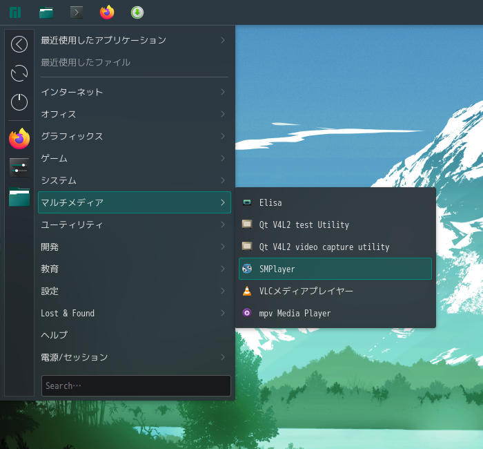 「Manjaro 21.3 KDE」-「スタート」→「マルチメディア」→「SMPlayer」