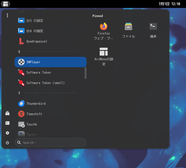 「Manjaro 24.0 GNOME」-「スタート」→「S」→「SMPlayer」