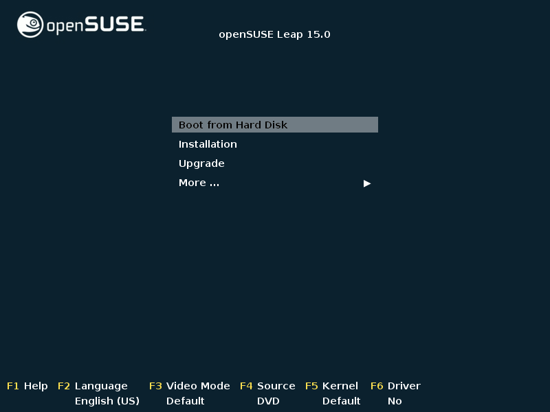 「openSUSE 15.0」-「インストール」「boot」