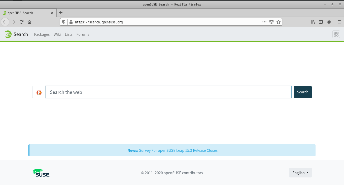 「openSUSE 15.3 BUDGIE」-「Firefox」「起動直後」