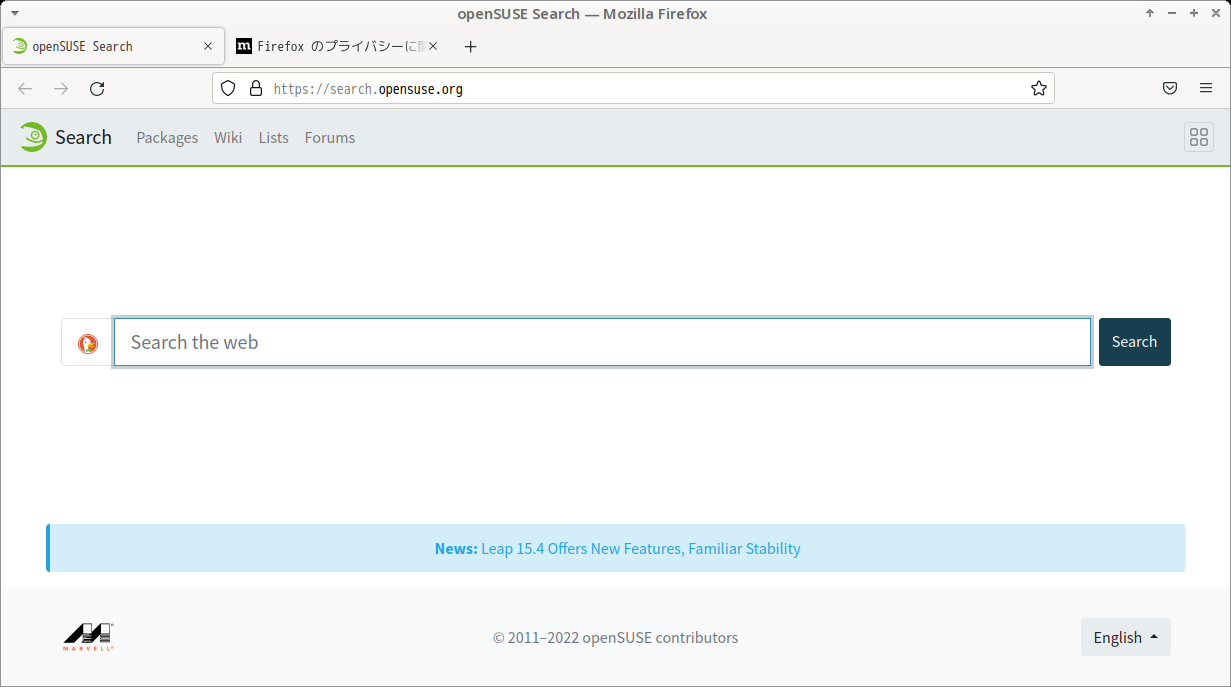 「openSUSE 15.4 LXQt」-「Firefox」「起動直後」
