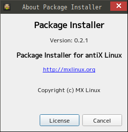 「antiX 19 IceWM」-「パッケージインストーラ」「バージョン情報」