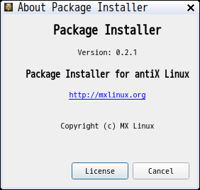 「antiX 19 JWM」-「パッケージインストーラ」- バージョン情報