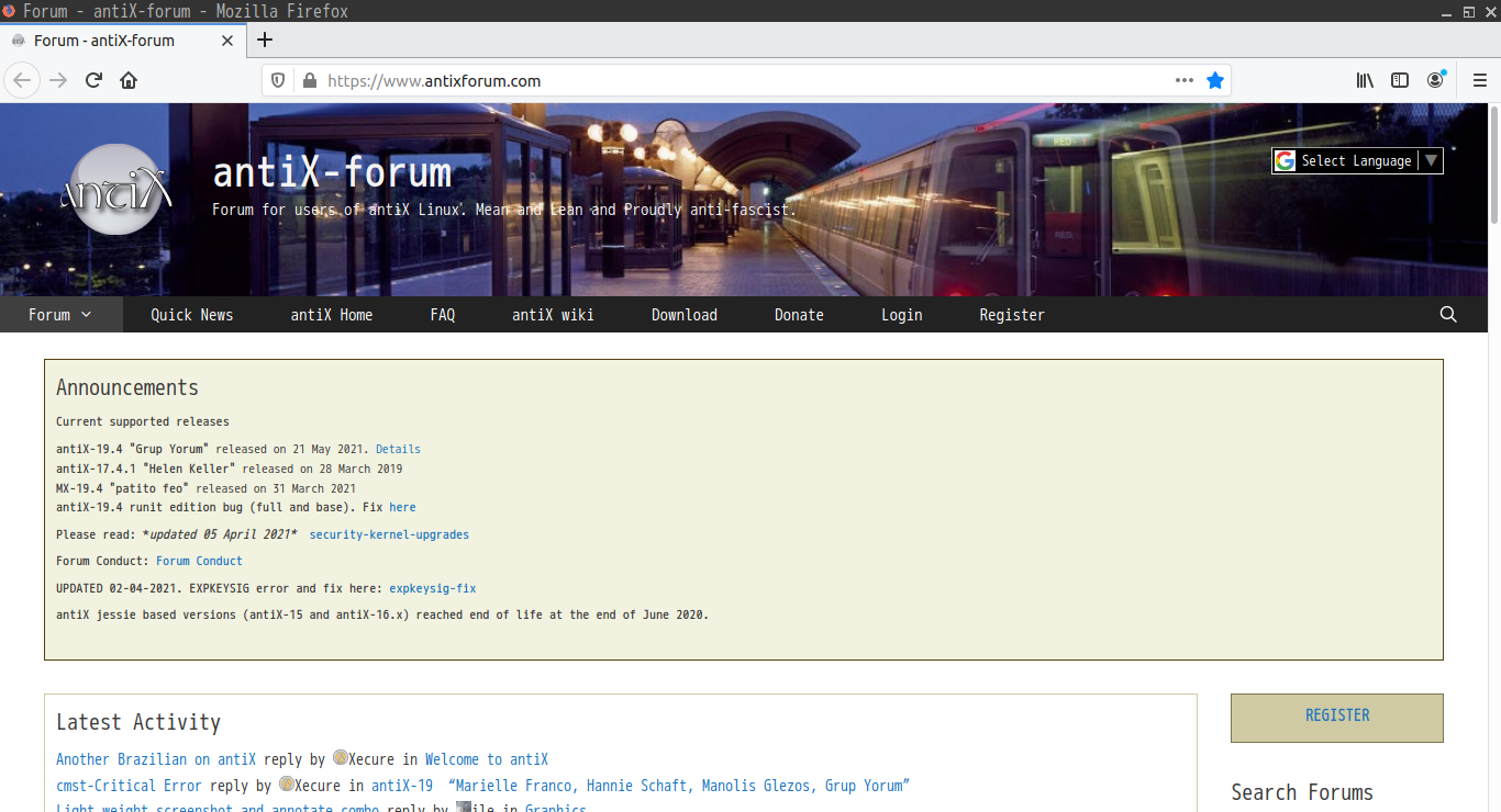 「antiX 19.4 JWM」-「Firefox」「起動直後」