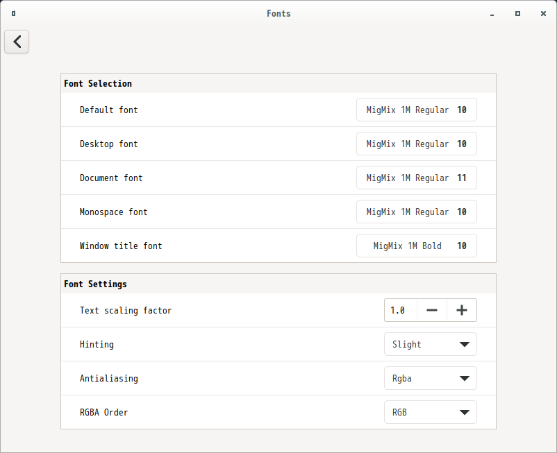 「antiX 19.4」-「Cinnamon デスクトップの設定」「フォント」