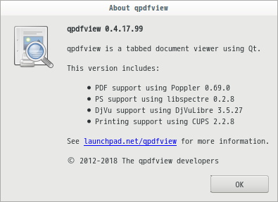 「antiX 19.4 Cinnamon」-「qpdfview」「バージョン情報」