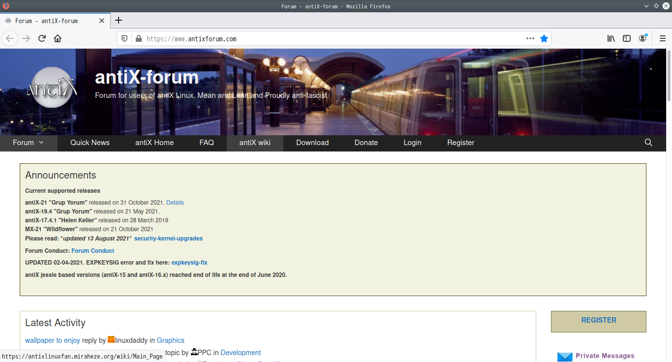 「antiX 21 KDE」-「Firefox」「起動直後」