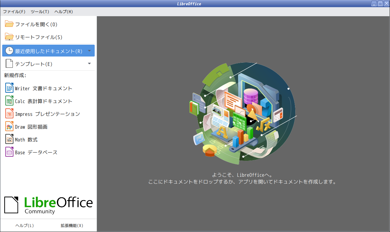 「antiX 22 IceWM」-「LibreOffice」「起動直後」