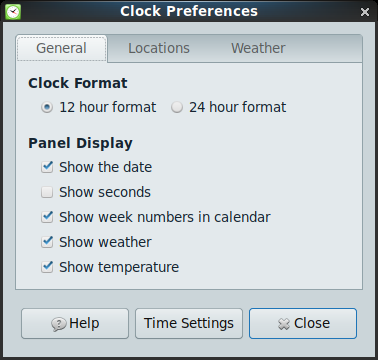 PCLinuxOS - 201903 - MATE -「Clock Preferences」