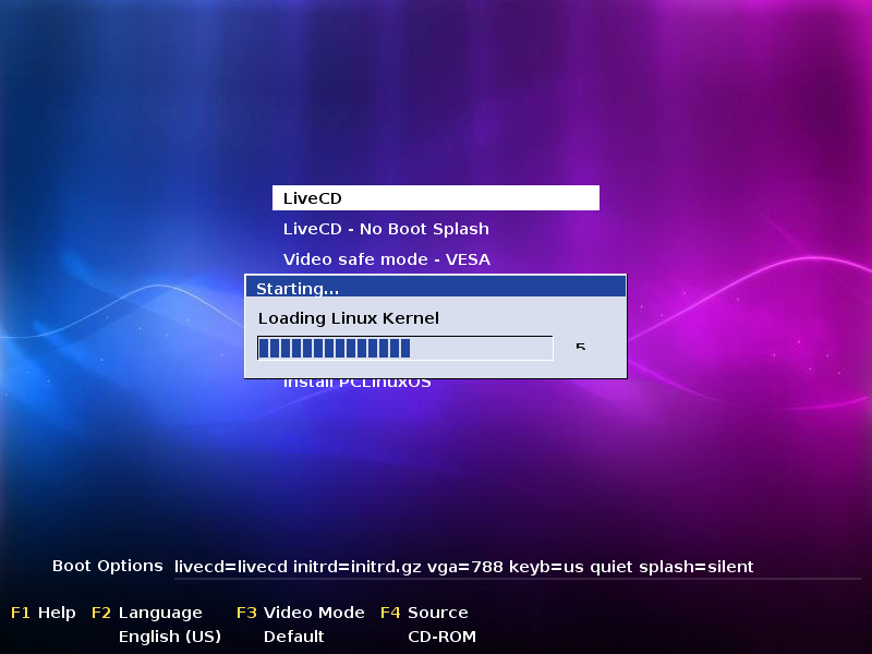 「PCLinuxOS - 201906」 インストール - kernel boot