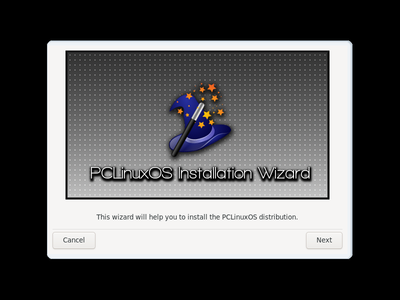 「PCLinuxOS - 201906」「インストール」-「インストレーション・ウィザード」-「開始」