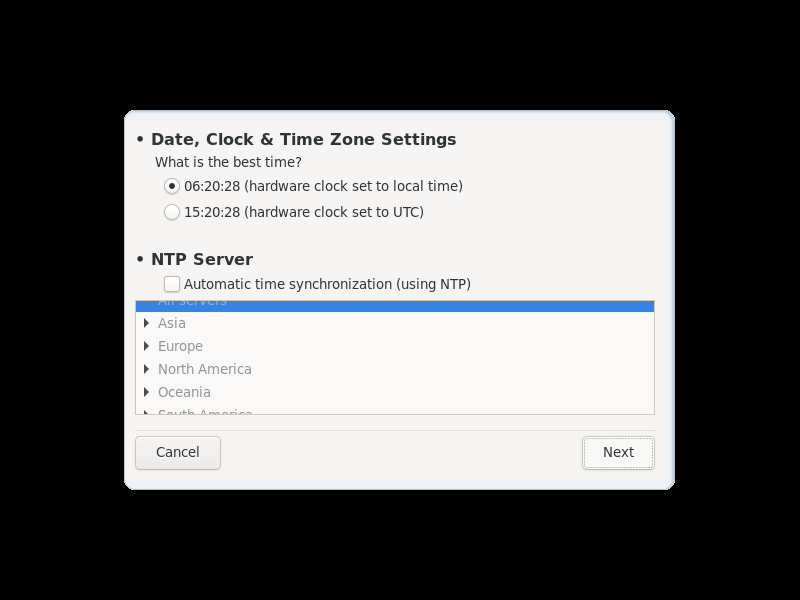 「PCLinuxOS - 201906」「インストール」-「再起動後の設定」-「NTP サーバ設定」