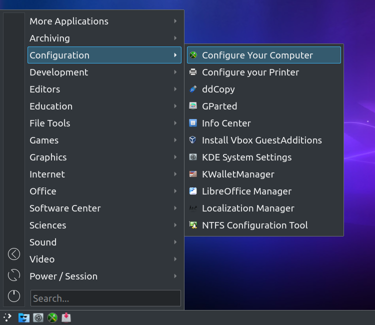 「PCLinuxOS 201906 KDE Plasma」-「スタート」→「Configuration」→「Configure your Computer」