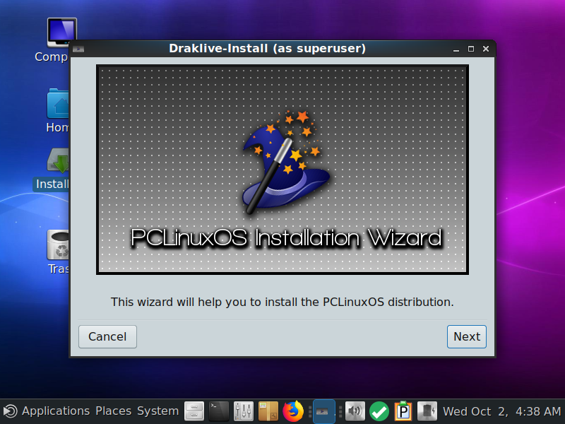 「PCLinuxOS 201909」-「インストール」「Installation Wizard」