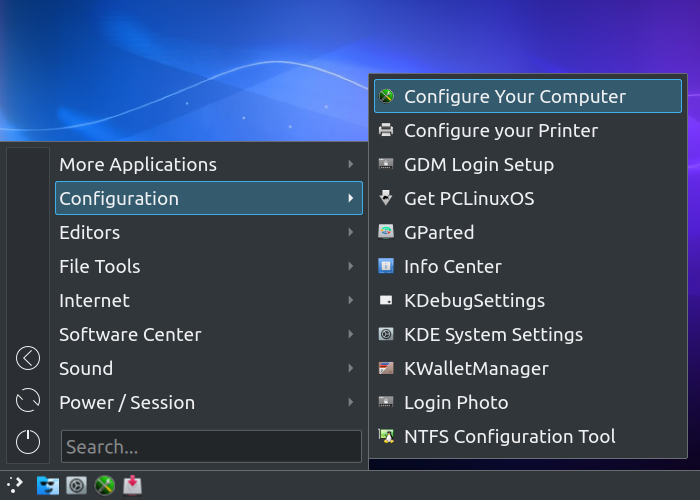 「PCLinuxOS 201909 KDE Darkstar」-「スタート」→「Configration」→「Configure Your Conmputer」