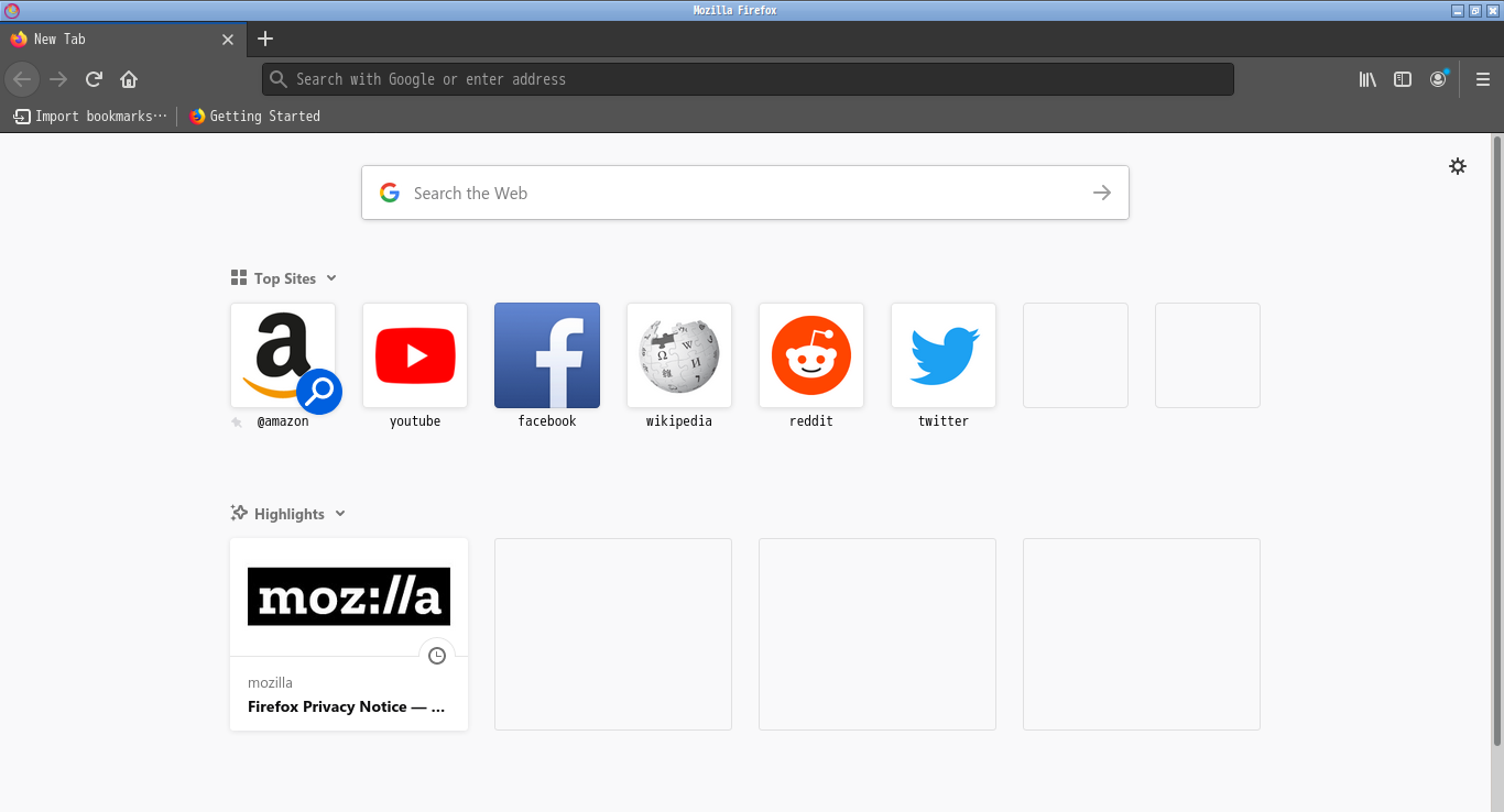 「PCLinuxOS 202010 Openbox」-「Firefox」「起動直後」