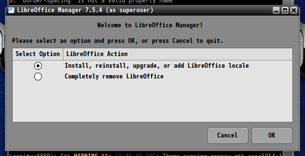 「PCLinuxOS 2023.05 MATE」-「LibreOffice Manager」
