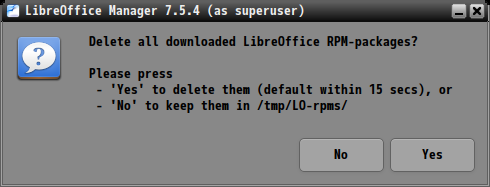 「PCLinuxOS 2023.05 MATE」-「LibreOffice Manager」「Delete all Donloaded LibreOffice RPM-packages」