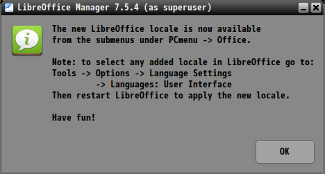 「PCLinuxOS 2023.05 MATE」-「LibreOffice Manager」「Have fun!」