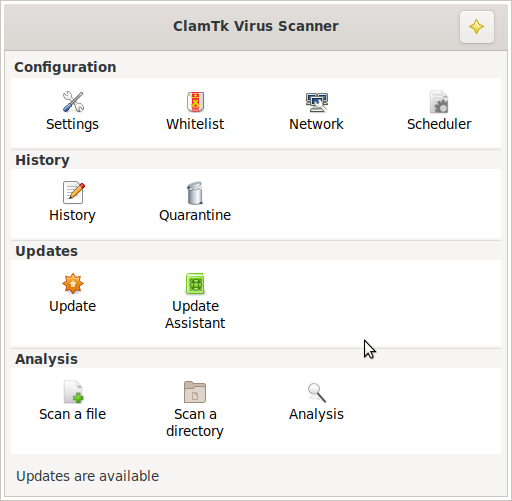 「PCLinuxOS 2023.05 LXDE」-「ClamTk」「起動直後」