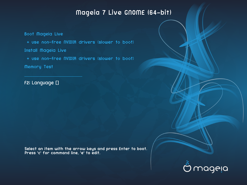 「Mageia 07 インストール GNOME・KDE・XFCE」-「起動」