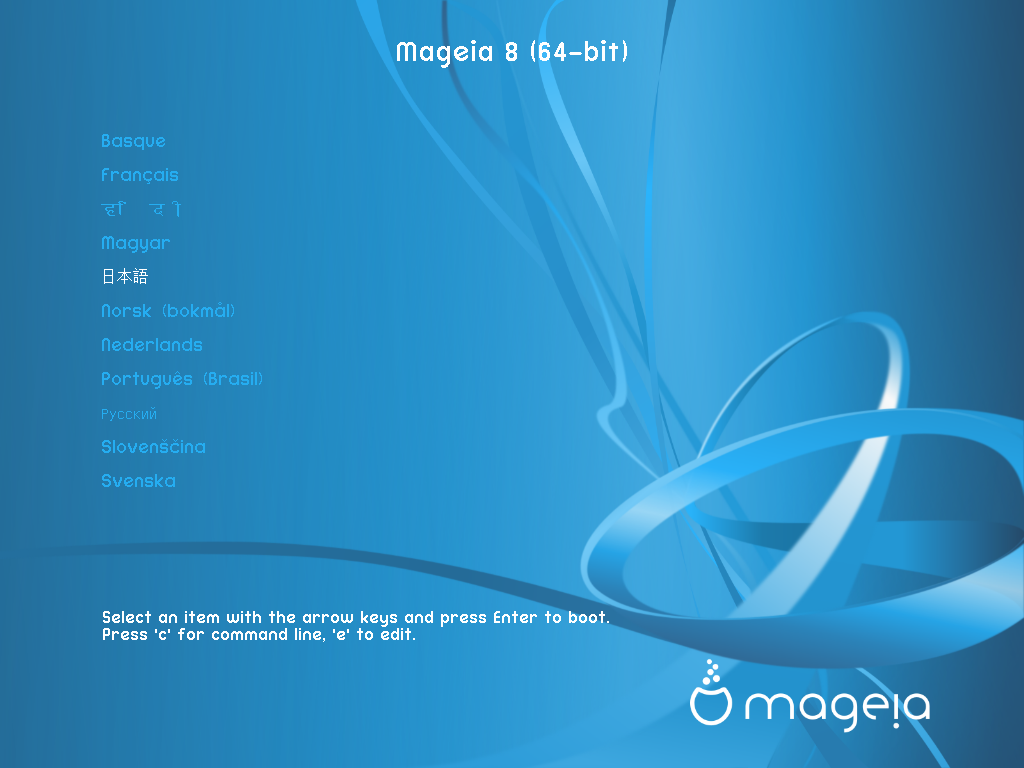 「Mageia 08 インストール 一般」-「言語選択」