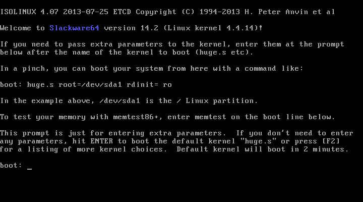 「Slackware 14.2」-「インストール」「起動」