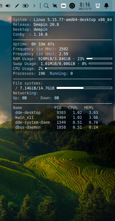 クリックでオリジナルのサイズで開きます 「deepin 20.8」-「Conkey」「表示」