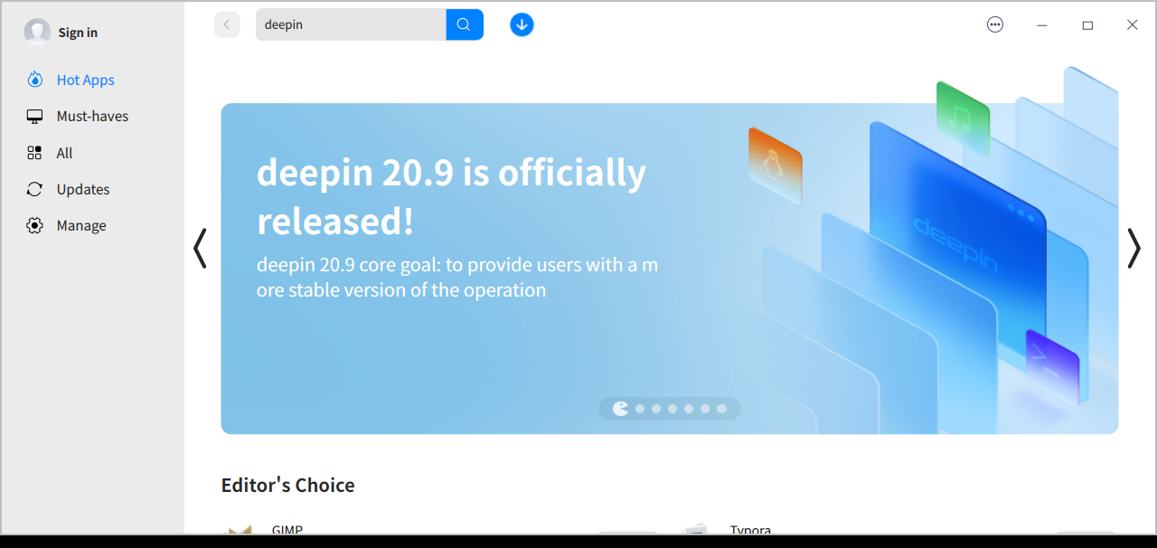 「deepin 20.9 LXDE」-「deepin-app-store」「起動直後」