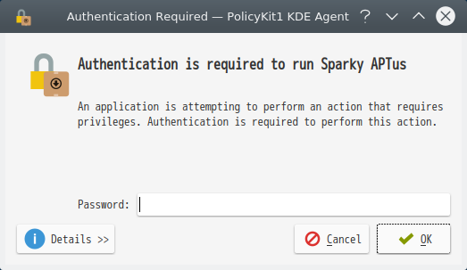 「SparkyLinux 5.9 KDE」-「APTus」「認証」