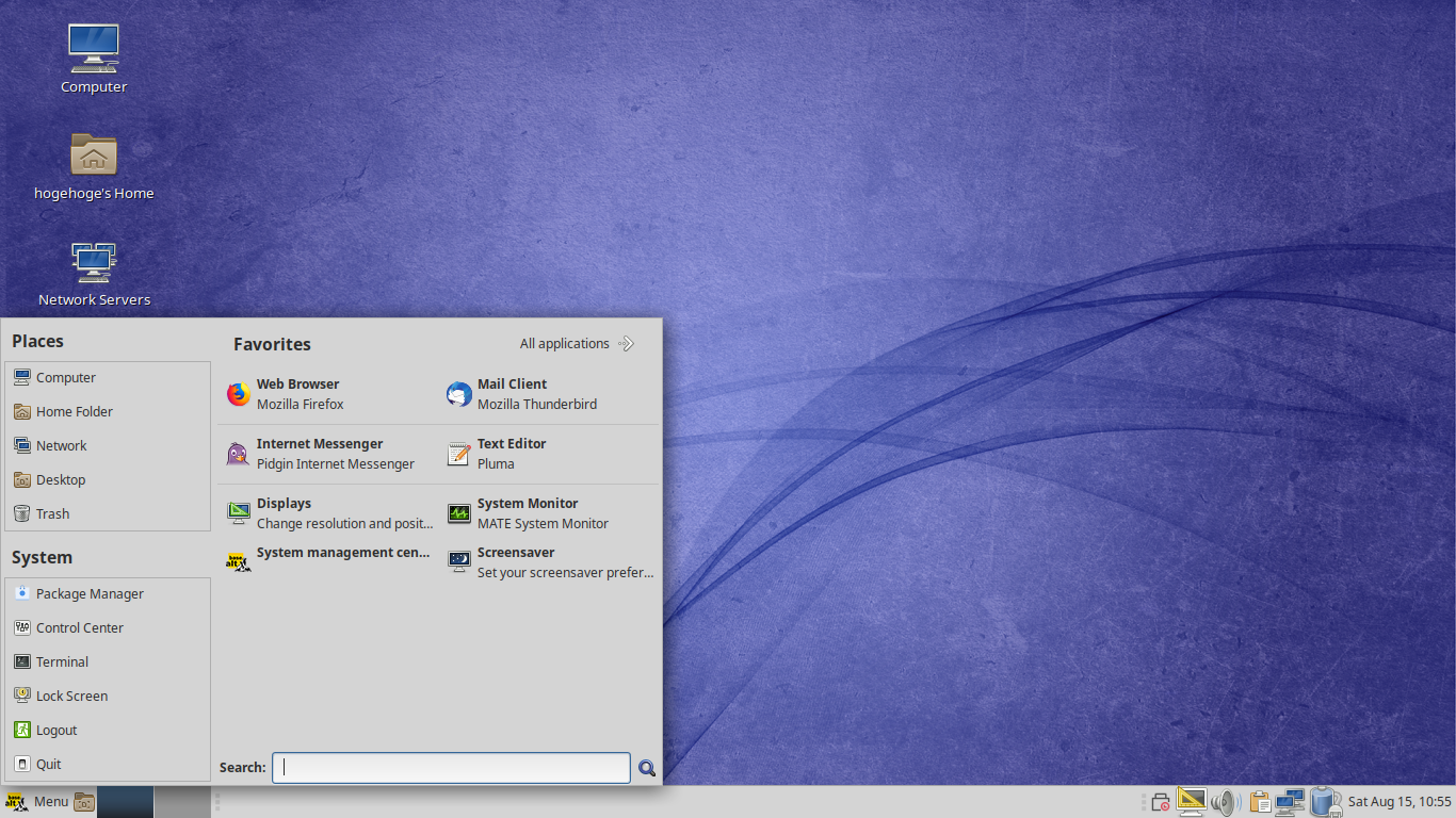 「ALT Linux  9.1 MATE」-「デフォルトのデスクトップ・メニュー」