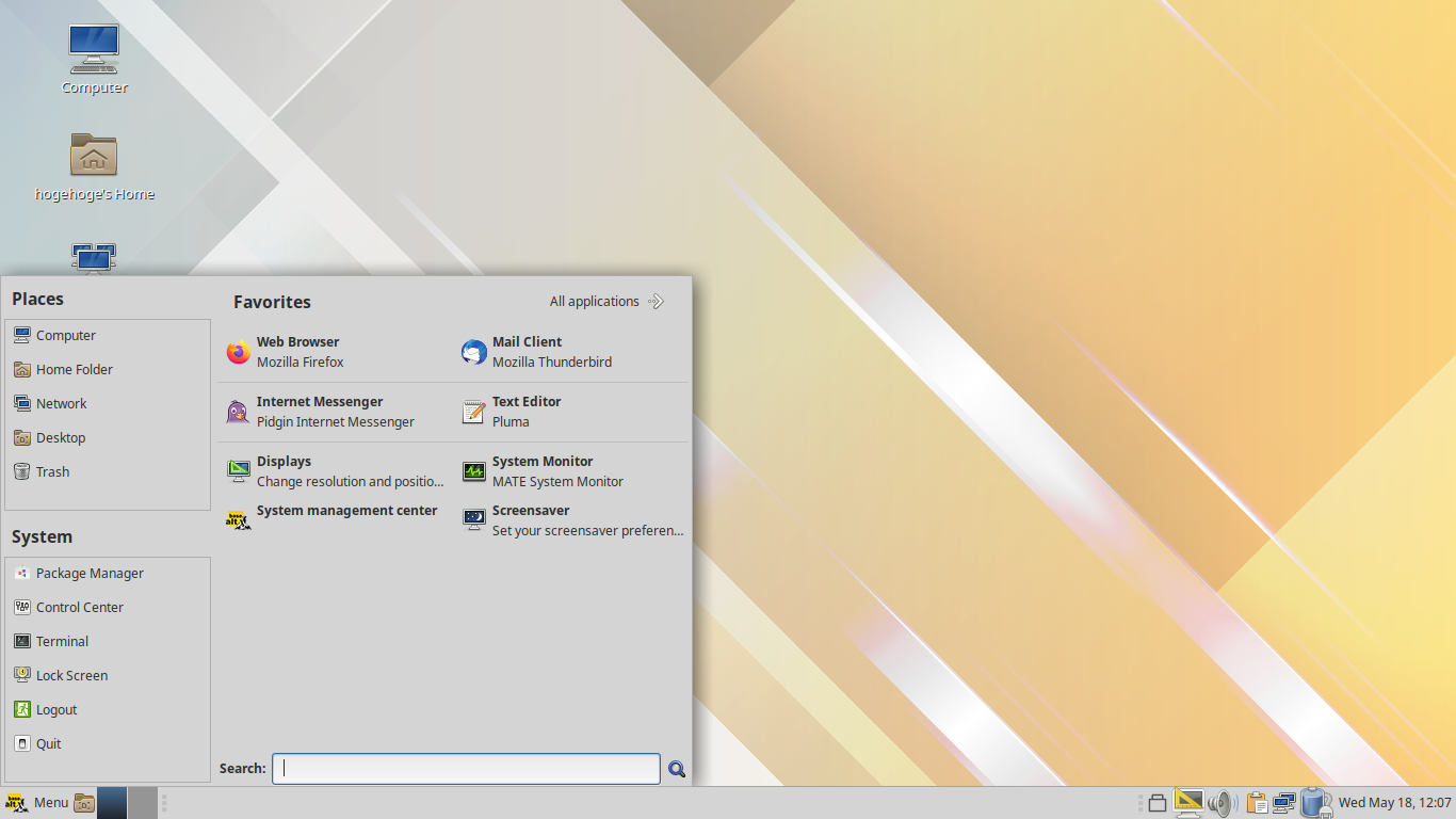「ALT Linux  10.0」-「デフォルトのデスクトップ・メニュー」