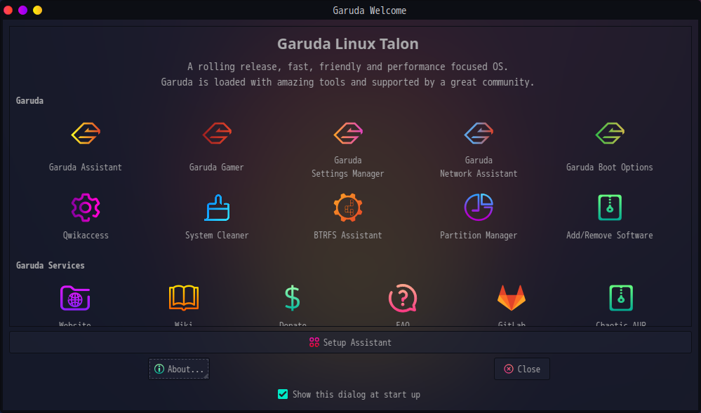 「Garuda 221019 KDE」-「Garuda Welcome」