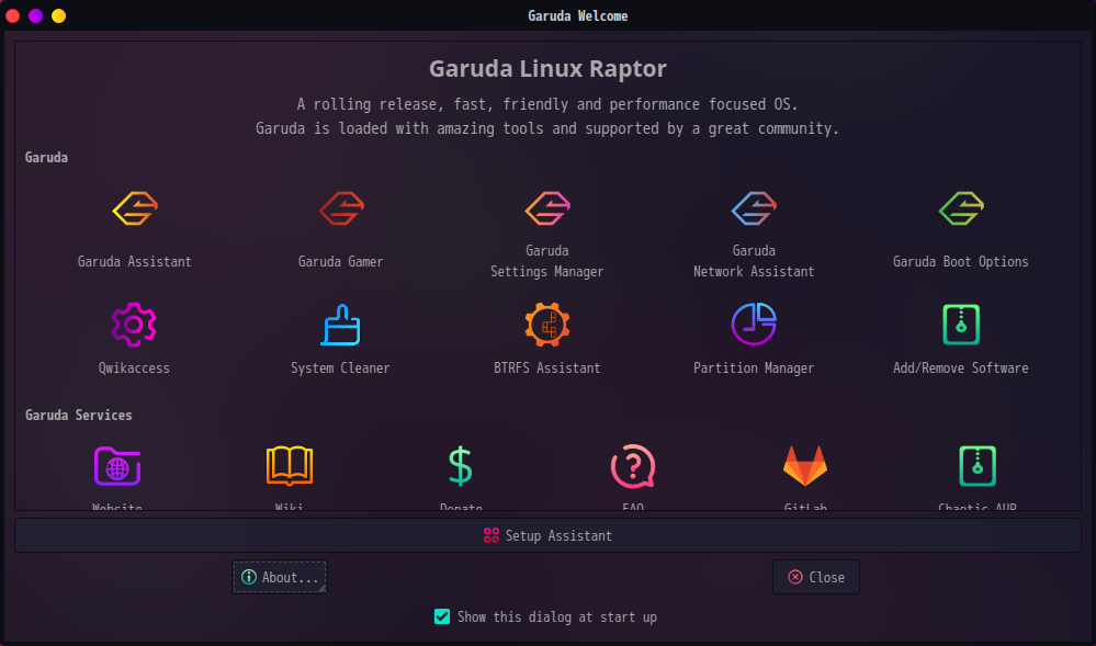 「Garuda 230305 KDE」-「Garuda Welcome」