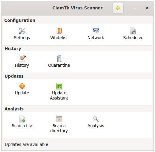 「Void Linux 20210218 LXDE」-「ClamTk」「起動直後」