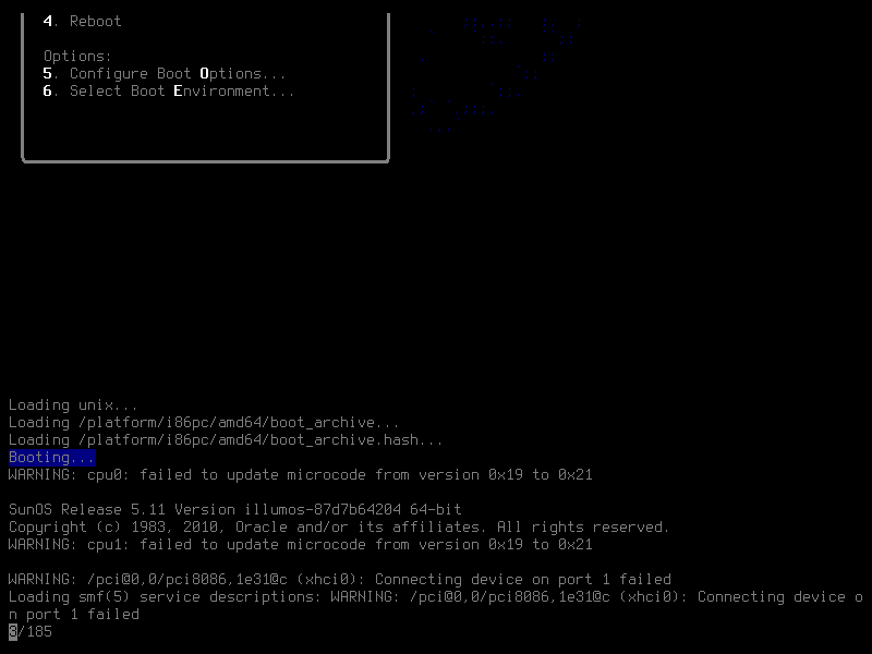 「OpenIndiana 2019.10」-「インストール」「起動時に長時間」