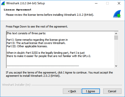 「Wireshark」-「License Agreement」