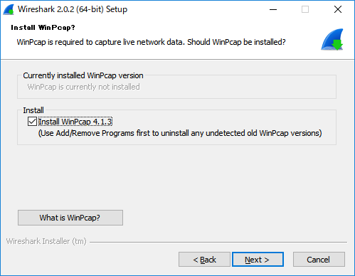 「Wireshark」-「Install WinPcap ?」
