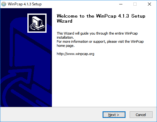 「Wireshark」-「Welcome to the WinPcap Setup Wizard」