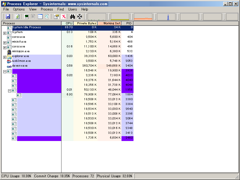 「Process Explorer」-「起動直後」