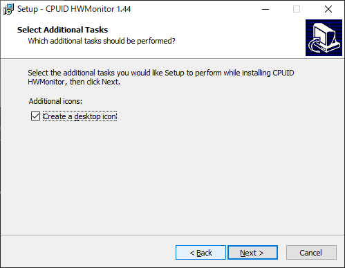 「HWMonitor」-「Select Additional Tasks」