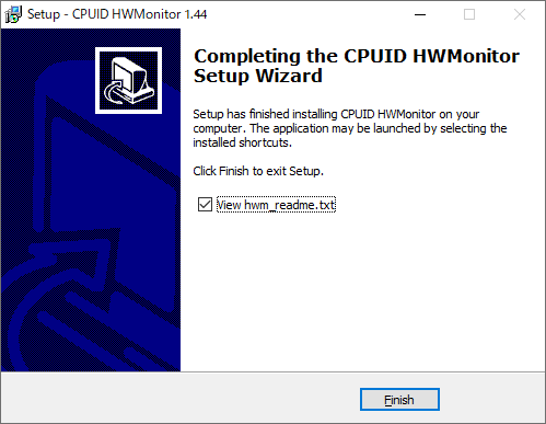 「HWMonitor」-「Completing the CPUID HWMonitor Setup Wizard」
