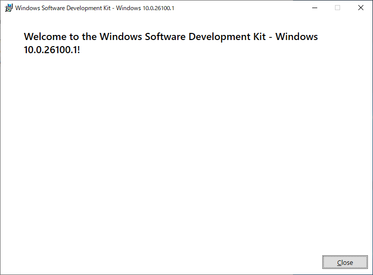 「WinDbg」-「インストール完了」