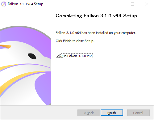 「ブラウザ Falkon」-「インストール」完了