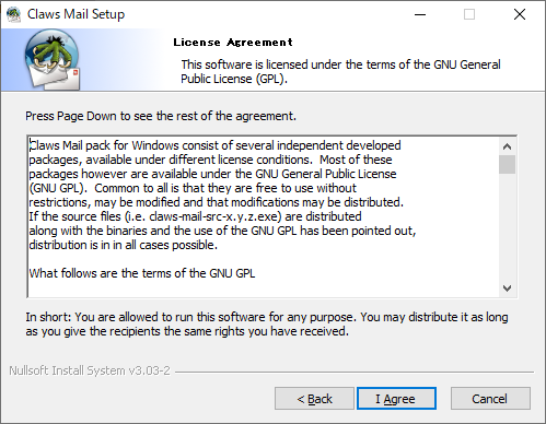 Claws Mail - Windows 版 -「インストール」-「確認」