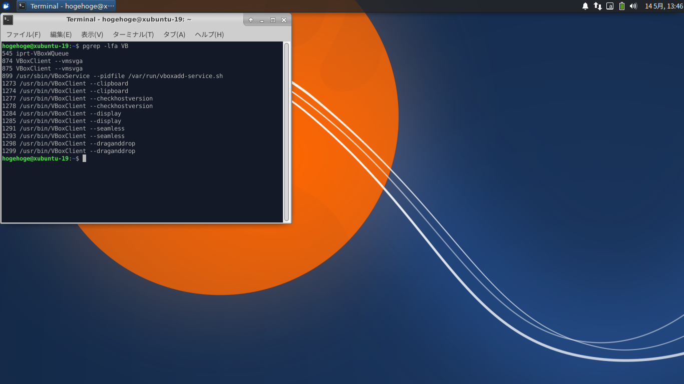 「VirtualBox Guest Additions」「Xubuntu 19.04」-「動作確認」