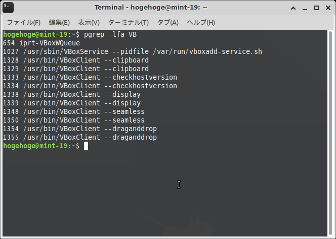 「VirtualBox Guest Additions」「Mint 19.3 XFCE」-「動作確認」