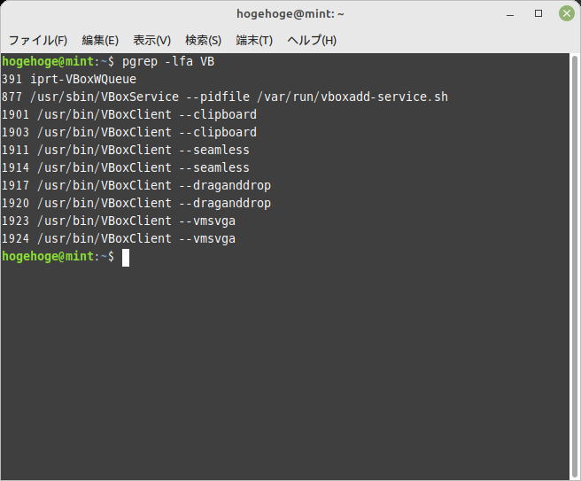 「VirtualBox Guest Additions」「Mint 20.3 MATE」-「動作確認」