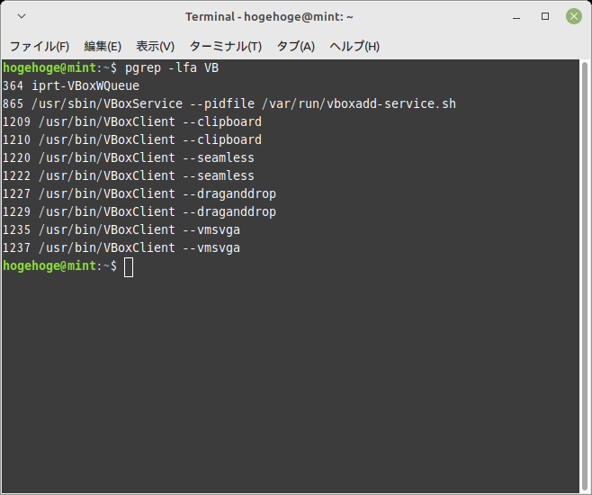 「VirtualBox Guest Additions」「Mint 20.3 XFCE」-「動作確認」